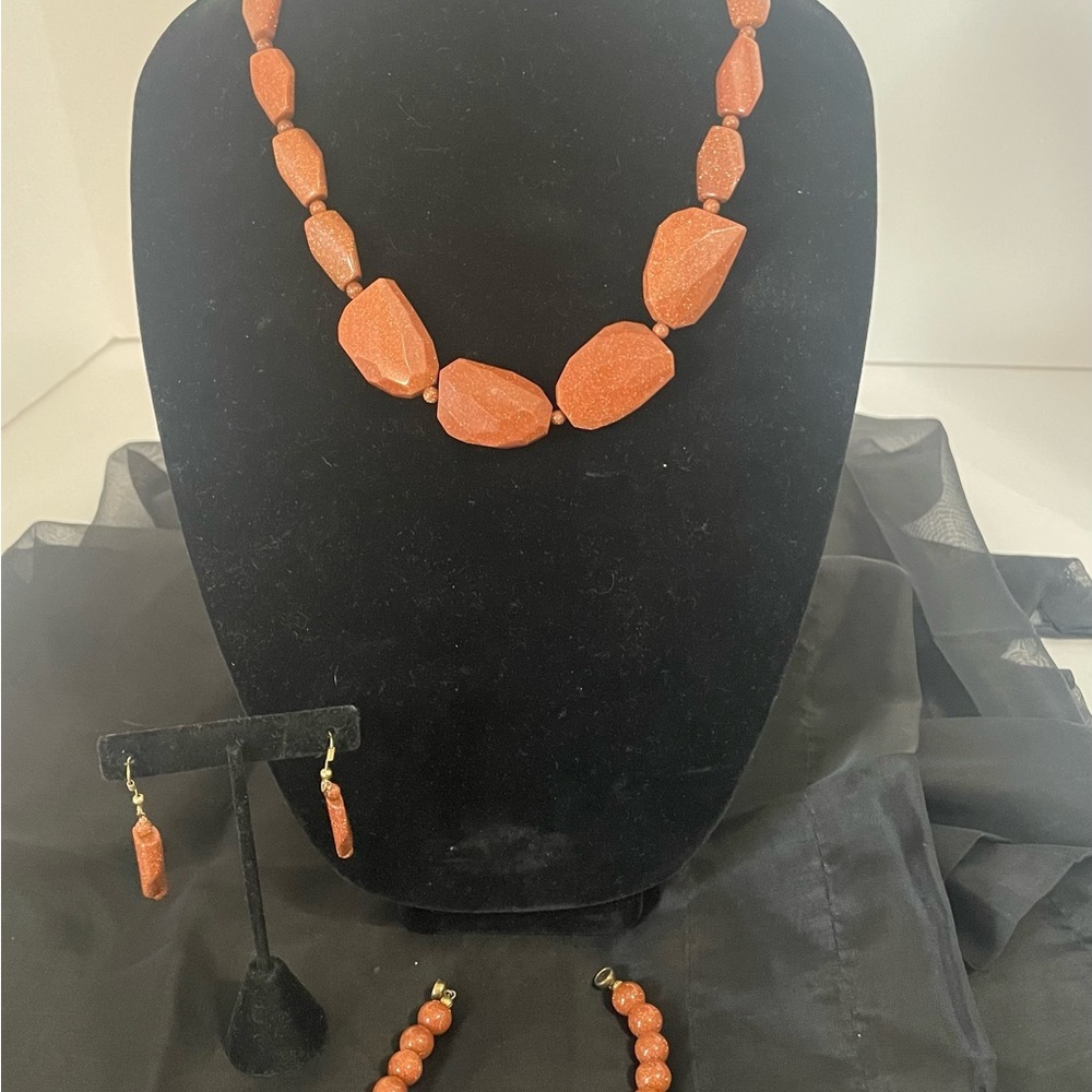 Handmade Goldstone Necklace Bracelet Earrings